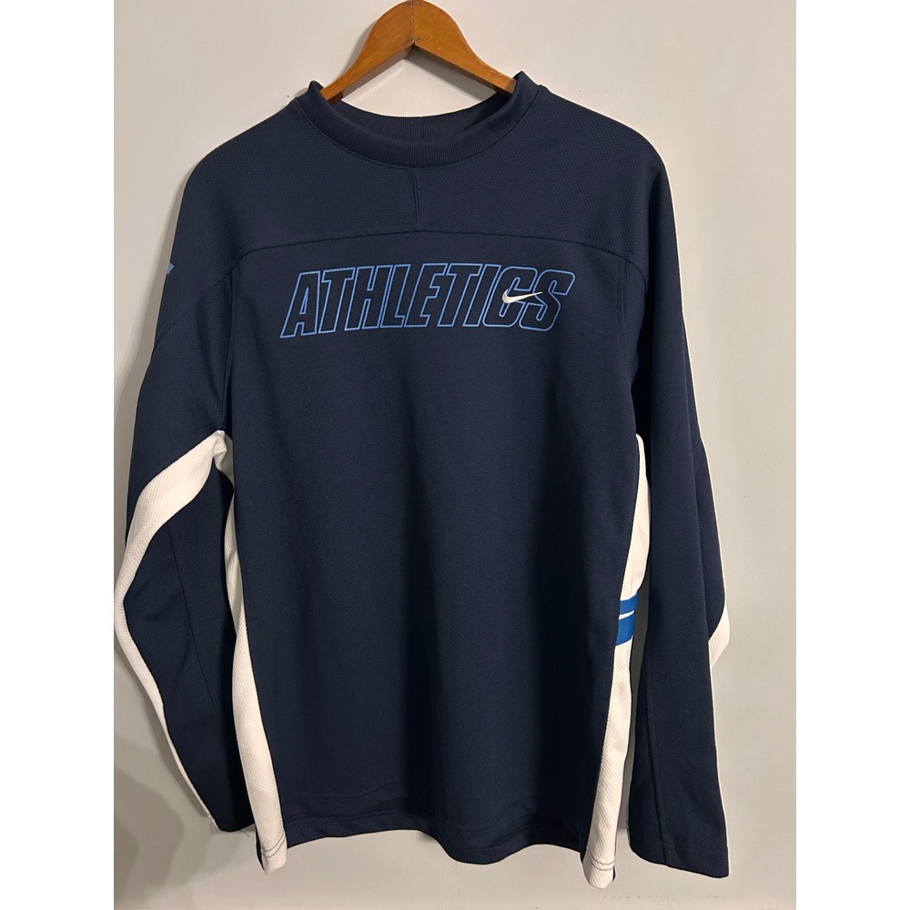 Nike Athletics Mens Navy Blue White Long Sleeve Training Shirt Medium S50711TTT